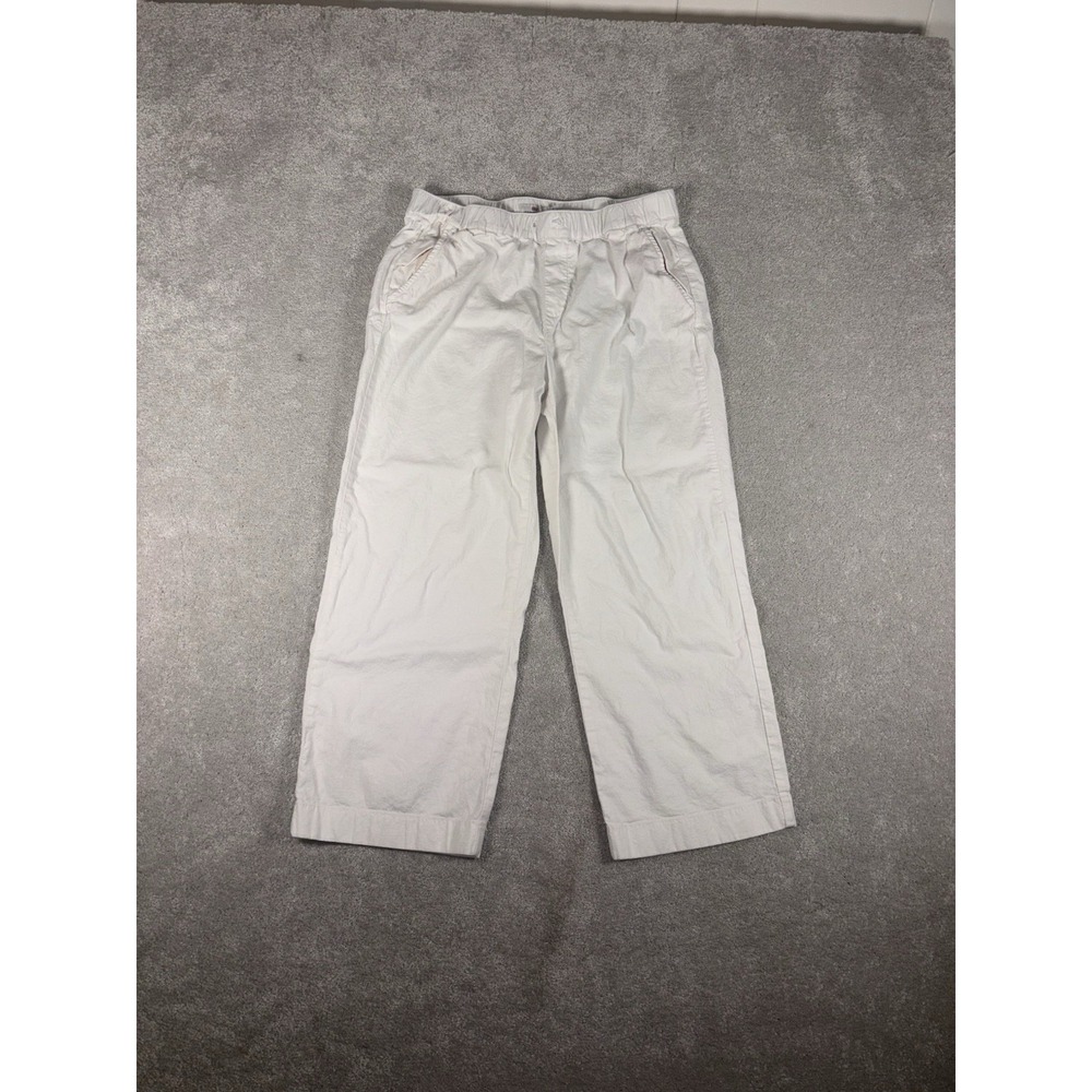 vineyard vines womens white linen pull on pants Cropped Pockets